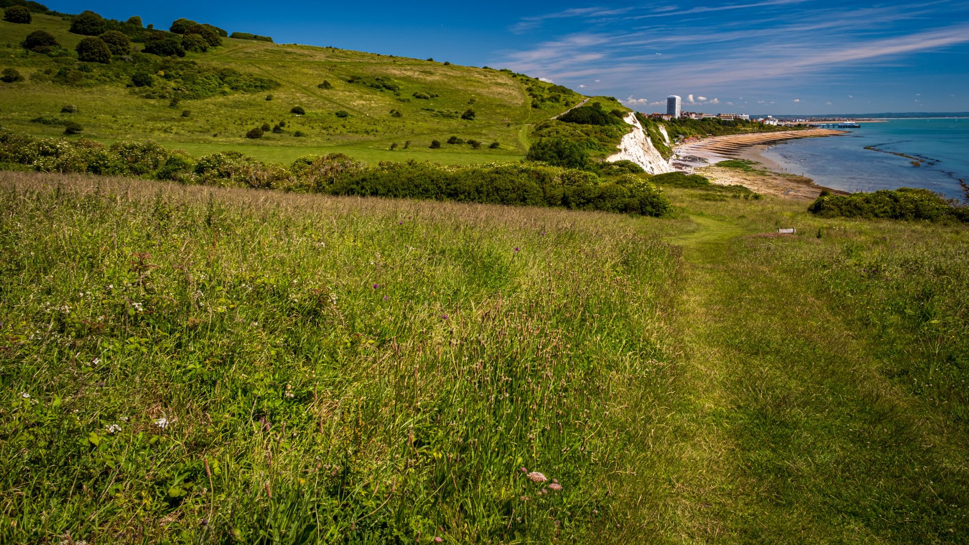 Eastbourne from low tide at Beachy Head