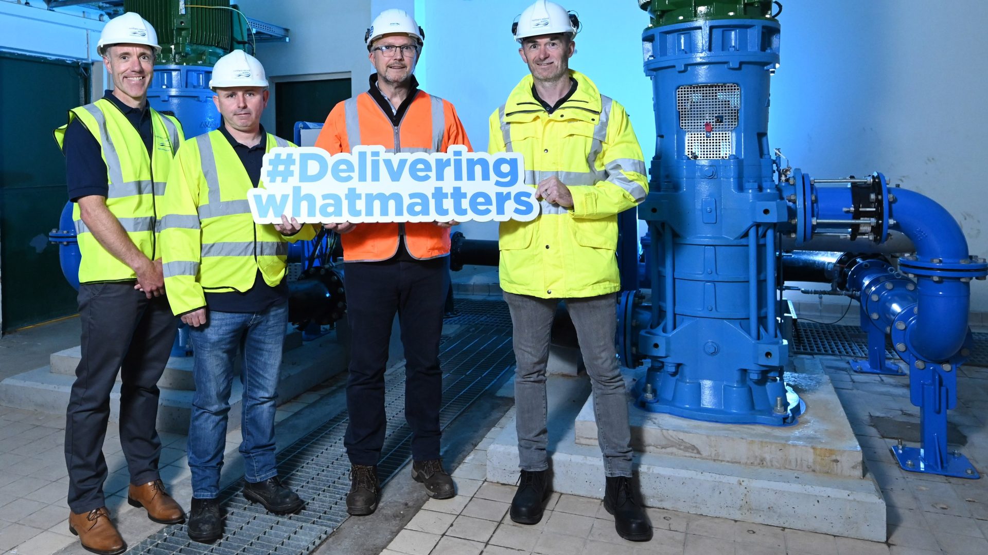 Pictured left to right: Colin Murtagh, Energy Reduce Use Programme Manager, NI Water; Gary Hughes, Field Manager, Networks Distribution, NI Water; Brian Conway, Consultant at Pumps and Systems Ltd; Eamon Tennyson, Project Manager NI Water.