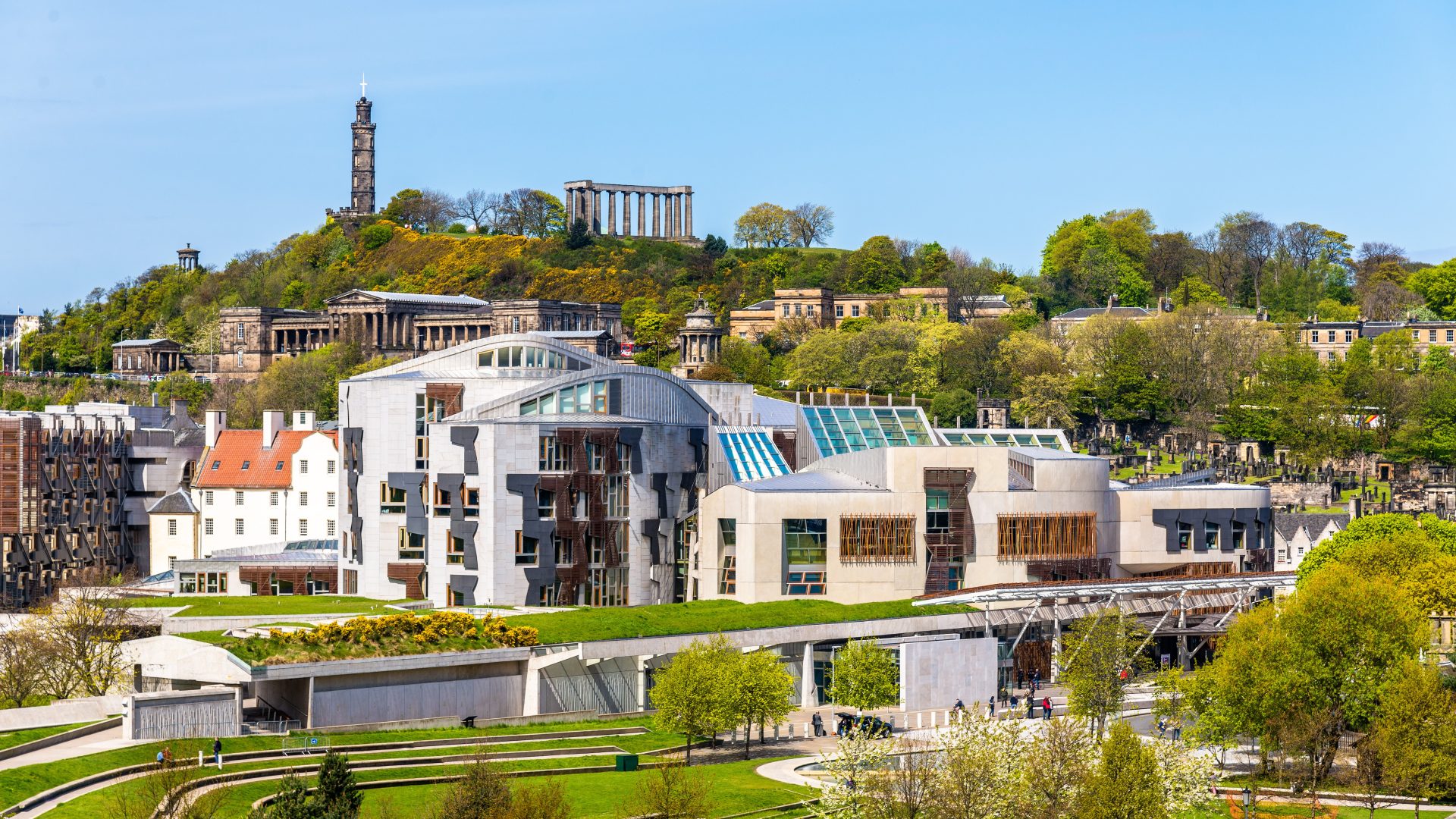 View of New Parliament House under Calton Hill - Edinburgh