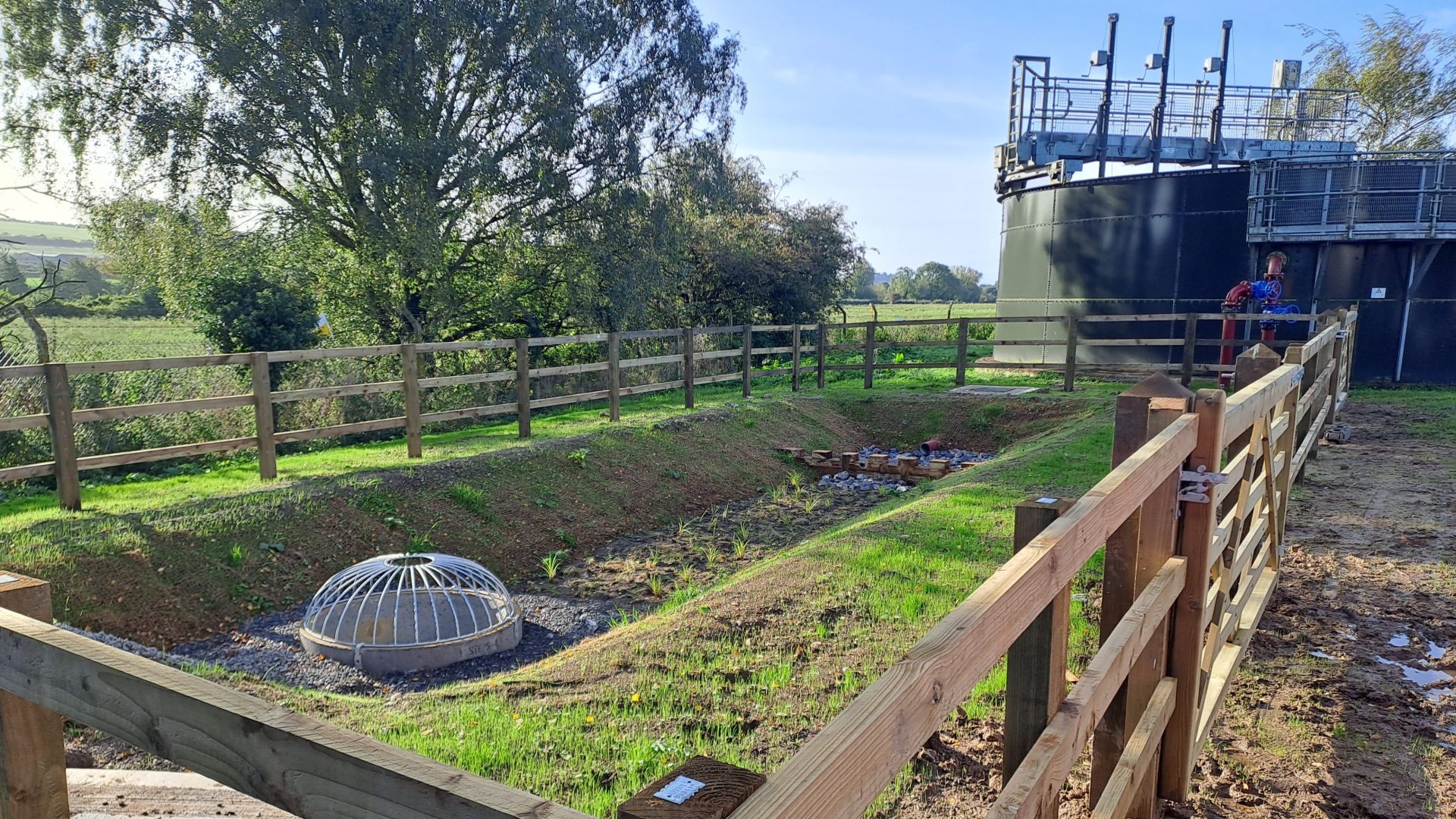 The bio-swales, like this one at Hurdcott Water Recycling Centre, work similarly to the larger-scale wetlands currently being planned and delivered by Wessex Water