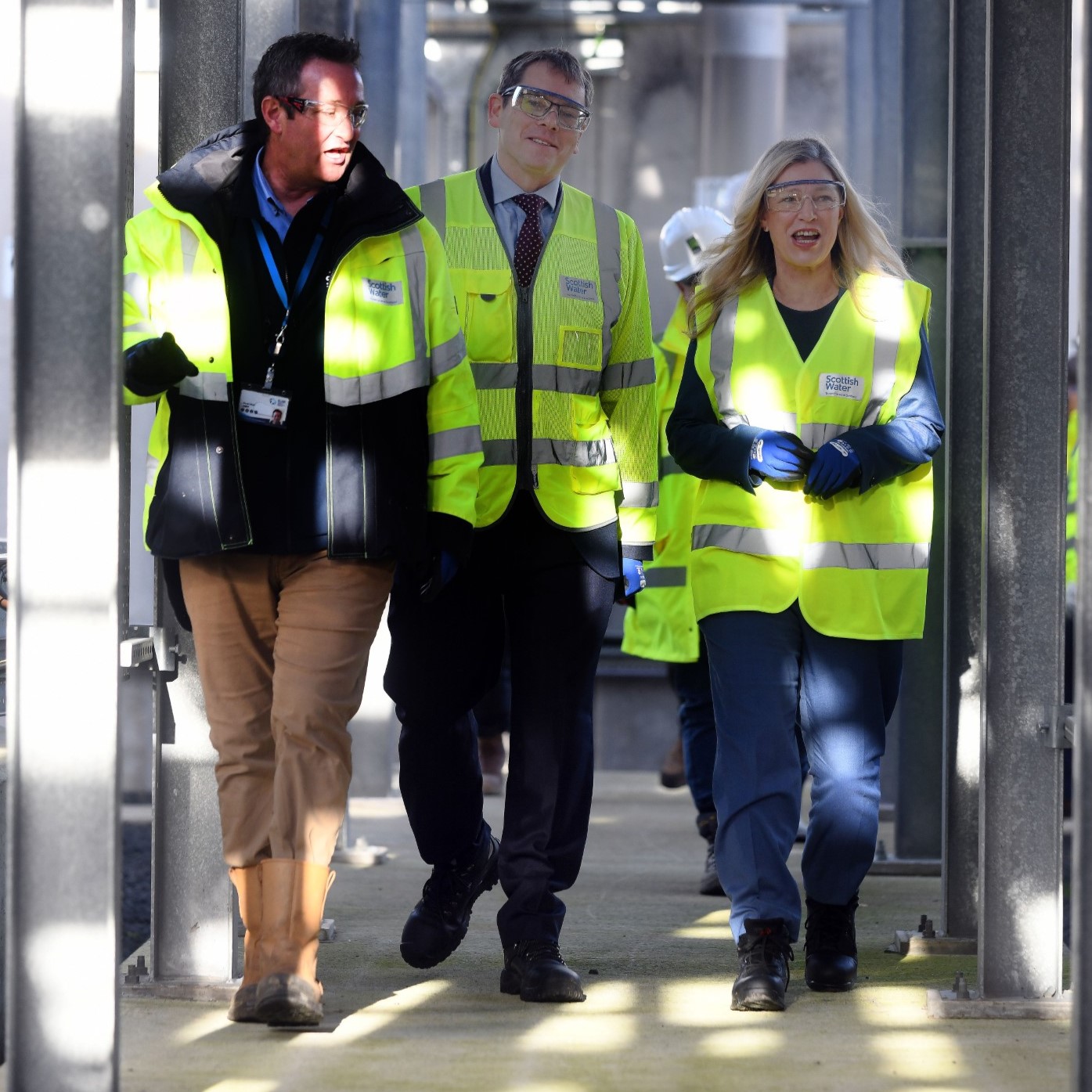 Waste Water Operations Manager Steven Boon, Scottish Water Chief Executive Alex Plant and Acting Cabinet Secretary for Net Zero and Energy Gillian Martin.