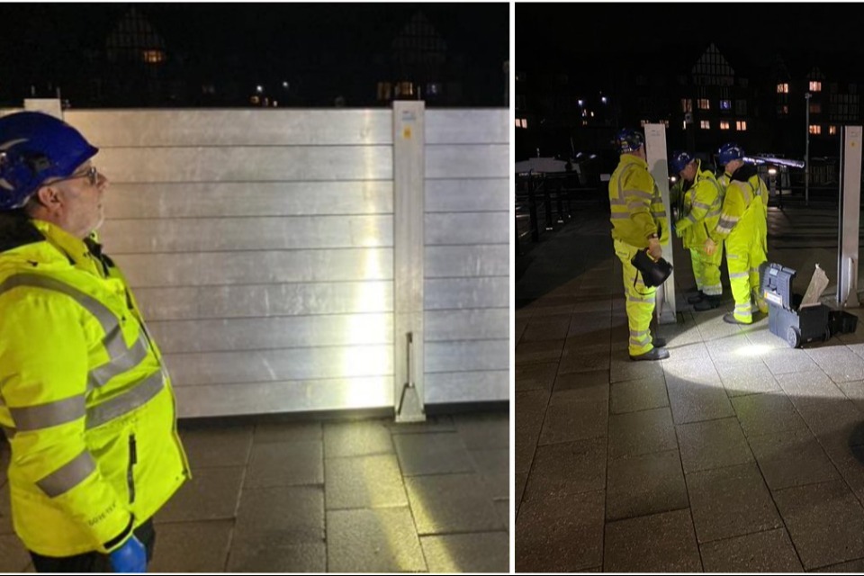 Northwich flood defences put to the test ahead of winter.