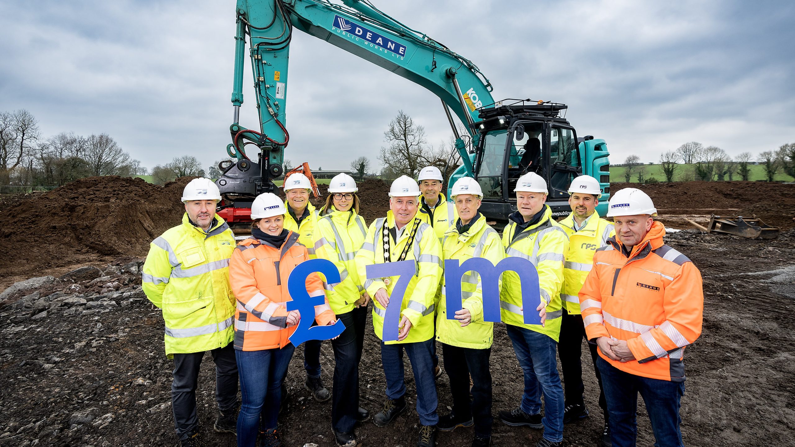 The NI Water Project team mark the start of work on site at Clogher Wastewater Treatment Works.
