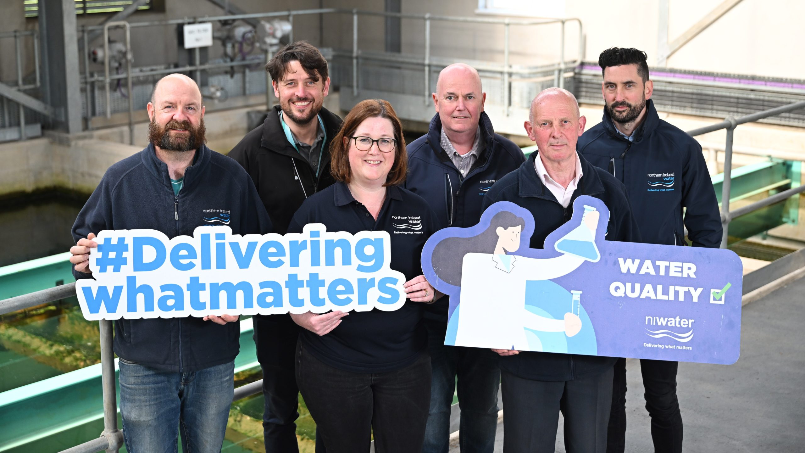 L-R - Mark Dallas, Peter Leonard, Siobhan Sterling, Maurice McEvoy, Maynard Cousley and Ronan Magee - NI Water