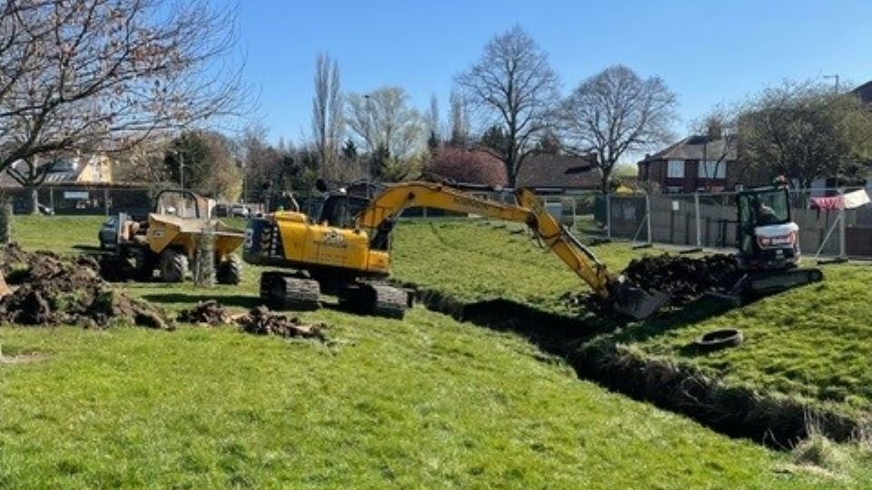 Some of the works starting at Lustrum Beck which will bring a boost to biodiversity in the heart of Stockton