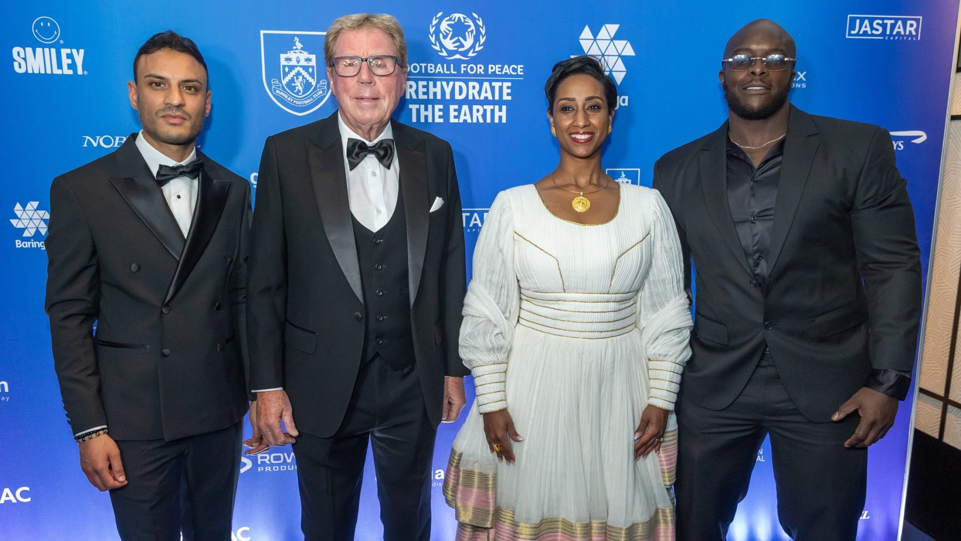 L-R - Kash Siddiqi, Harry Redknapp, Dagmawit Moges Bekele, Adebayo Akinfenwa