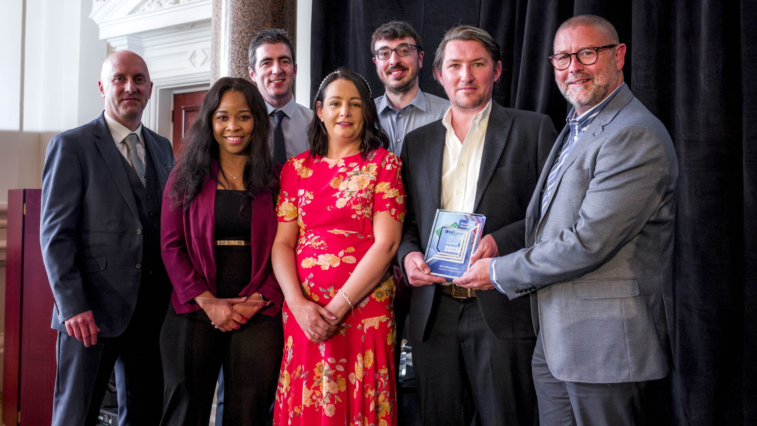 (L-R) Michael Byrne (ESRI Ireland, Head of Customer Engagement), Shanique Davis (NI Water), Marc Butler (NI Water), Michelle Cassidy (NI Water), Paul McMurray (NI Water), Andrew Murphy (NI Water), Paul Synnott (ESRI Ireland, Managing Director).