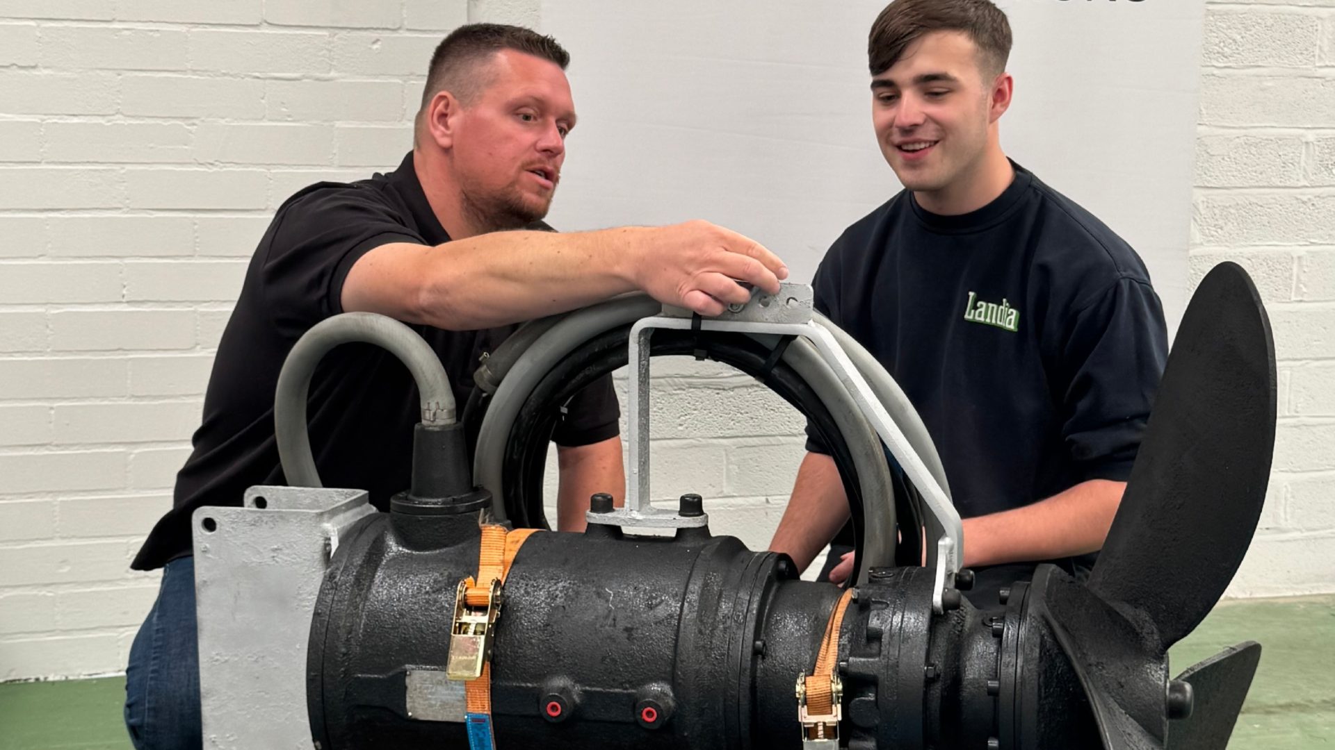 Tamas Rieder (left) from Landia (Service & Aftersales Manager) with Landia apprentice Will Lewis.